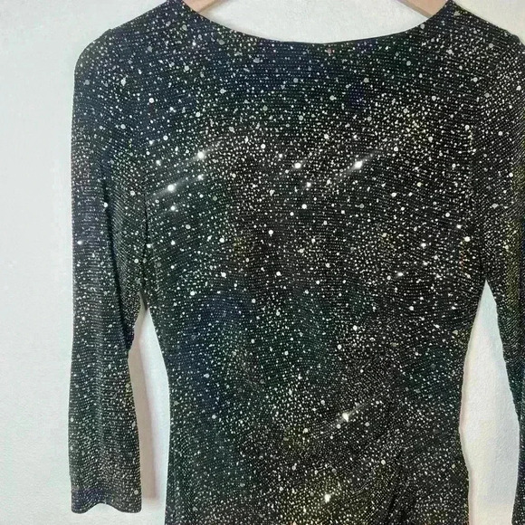 Anne Klein Women’s Black and Gold Sequined Dot Midi-Length Dress Size 2 - Picture 7 of 12
